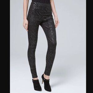 White House Black Market Runway Legging Pants Womens 10 Black Animal Print N06X